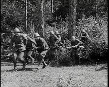 Italian Soldiers Running out of Bushes, 1930s. Creator: British Pathe Ltd