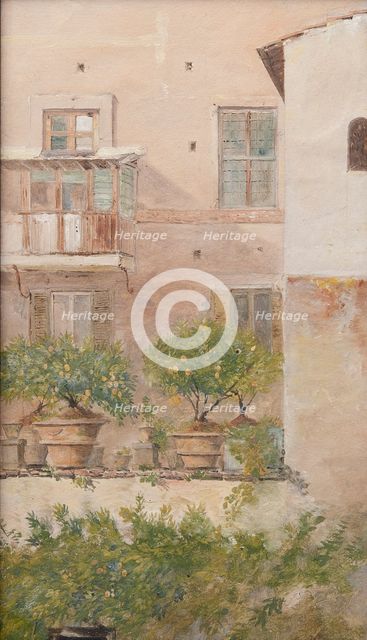 Italian Study. Patio with Lemon-Trees in Flowerpots. Creator: Lars Jacob von Röök.