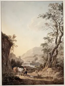 Italian-style landscape with a shepherd, c1790-1795. Creator: Jacob van Strij