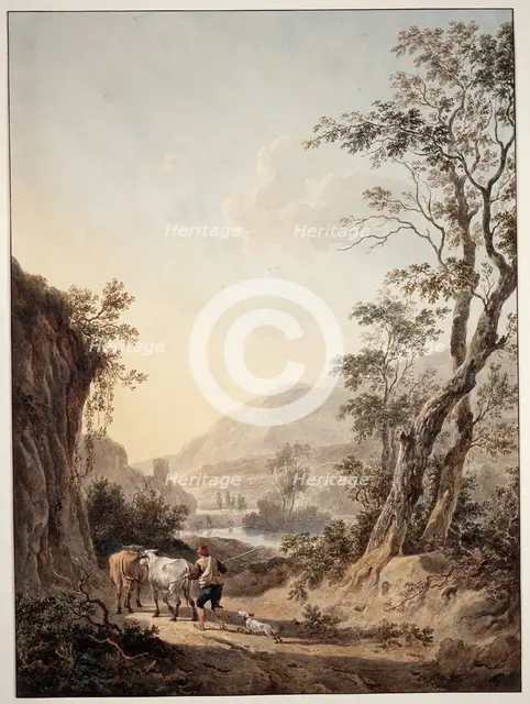 Italian-style landscape with a shepherd, c1790-1795. Creator: Jacob van Strij.