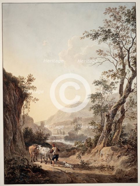 Italian-style landscape with a shepherd, c1790-1795. Creator: Jacob van Strij.
