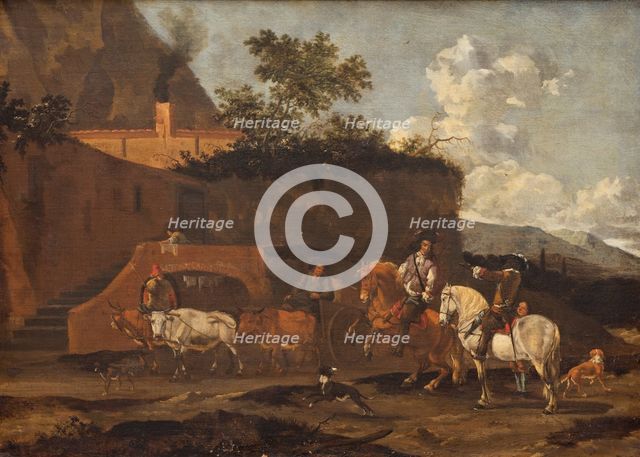 Italianate Landscape with Travellers, 1650-1700. Creator: Circle of Jan Frans Soolmaker.