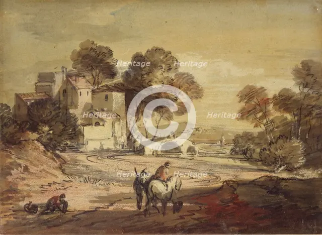 Italianate Landscape with Travellers on a winding Road, 1775-1779. Artist: Thomas Gainsborough.