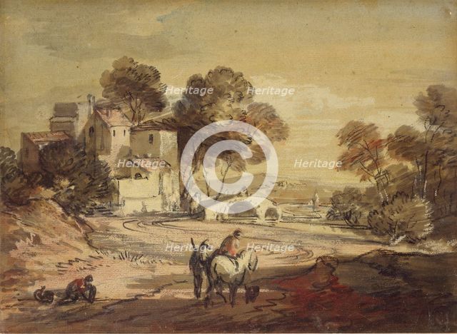 Italianate Landscape with Travellers on a winding Road, 1775-1779. Artist: Thomas Gainsborough.