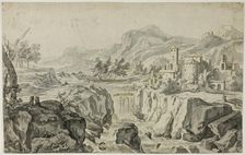 Italianate Landscape with Waterfall and Buildings, n.d. Creator: Gerit Rademaker
