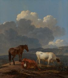 Italianate Landscape with Cattle, c1647-1678. Creator: Karel Du Jardin