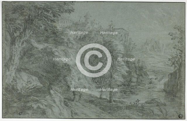 Italianate Landscape with Church on Cliff, n.d. Creator: Gaspard Dughet.