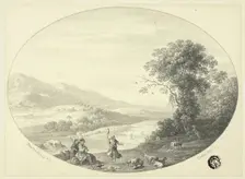 Italianate Landscape with Dancer, Musicians and Goats, c. 1750. Creator: Unknown