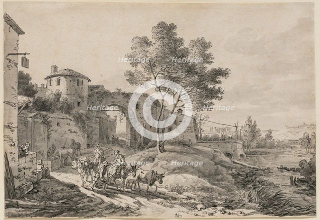 Italianate Landscape with Figures, between 1650 and 1670. Creator: Nicolaes Berchem.