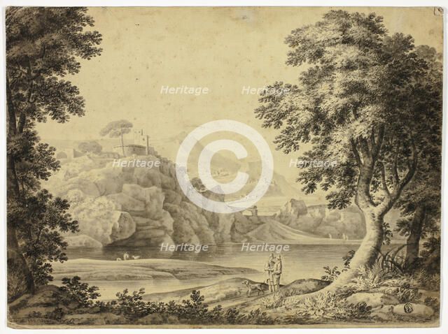 Italianate Landscape with Lake and Castle on Cliffs, n.d. Creator: Harriette Anne Seymour.