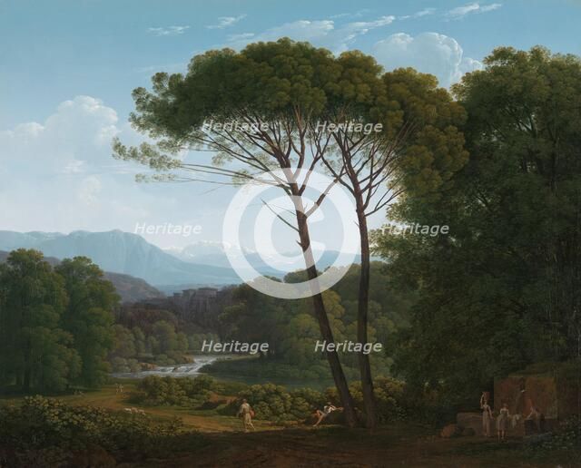 Italianate Landscape with Pines, 1795. Creator: Hendrik Voogd.
