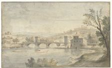 Italianate River Landscape with a Bridge, 1674-1736. Creator: Gaspar van Wittell