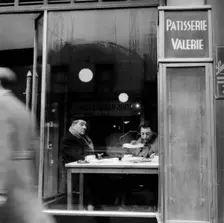 Italians eating and drinking in a cafe in Soho, London, 1955. Creator: Henry Grant