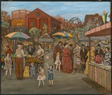 Italians in Jefferson Park, 1934. Creator: Jerome Myers