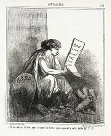 Italie -Europe Se creusant la tête pour trouver la forme qui convient a cette botte là??, 1867. Creator: Cham
