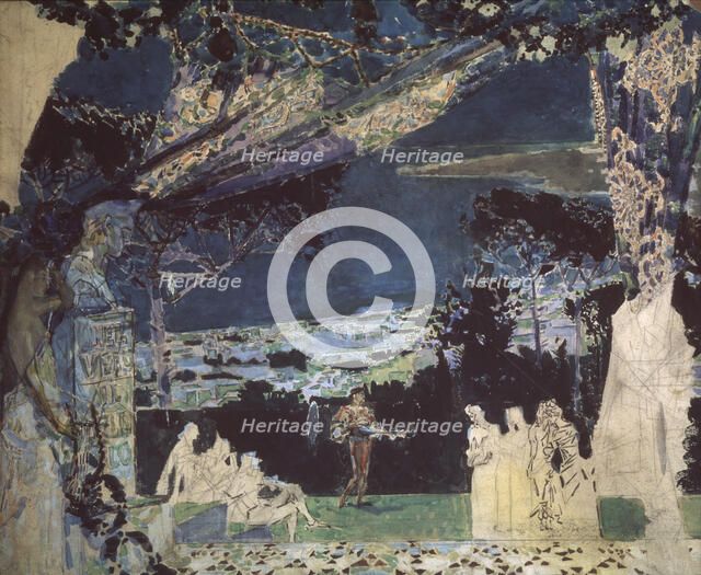 Italy. Night in Naples. Curtain design for the Private Russian Opera, 1891. Artist: Vrubel, Mikhail Alexandrovich (1856-1910)