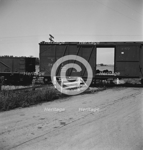Itinerant laborers riding the freight, West side of San Joaquin Valley, California, 1938. Creator: Dorothea Lange.