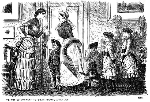 'It's not so difficult to speak French, after all', 1882 (1891).  Artist: George du Maurier