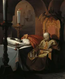 Ivan the Terrible and his son Ivan on Friday, November 16th, 1581, (1860s). Creator: Shustov, Nikolai Semyonovich (ca. 1838-1869)