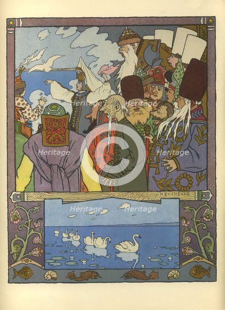 Ivan Tsarevich and Frog Princess, 1901. Artist: Bilibin, Ivan Yakovlevich (1876-1942)