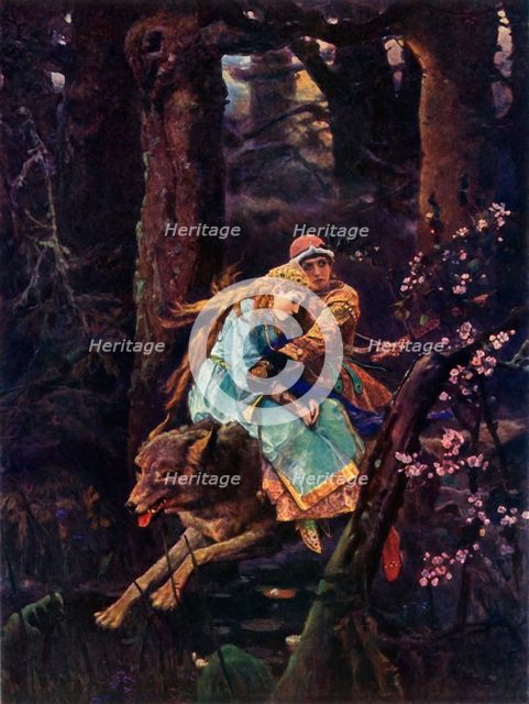 'Ivan Tsarevich on a Grey Wolf', c1887, (1965). Creator: Viktor Mihajlovic Vasnecov.