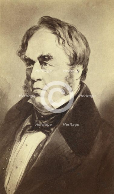 Ivan Andreevich Krylov, head-and-shoulders portrait, facing left, between 1880 and 1886. Creator: Unknown.