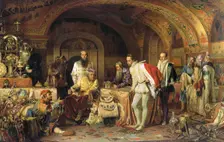 Ivan IV of Russia demonstrates his treasures to the ambassador of Queen Elizabeth I of England, 1875 Creator: Litovchenko, Alexander Dmitrievich (1835-1890)