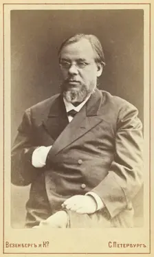 Ivan Petrovich Botkin, three-quarter length portrait, facing slightly left, between 1880 and 1886. Creator: Unknown
