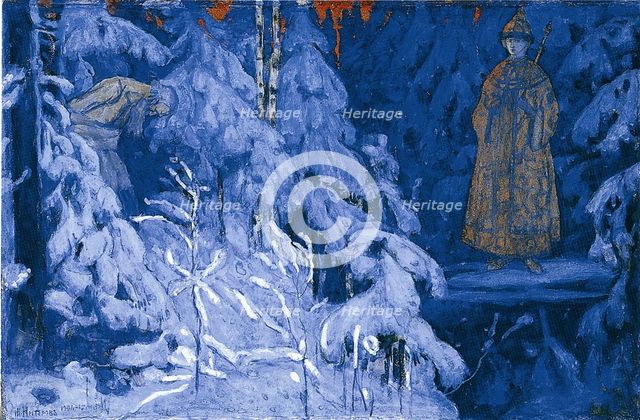 Ivan Susanin receives a vision of Mikhail Fyodorovich, 1906. Artist: Nesterov, Mikhail Vasilyevich (1862-1942)