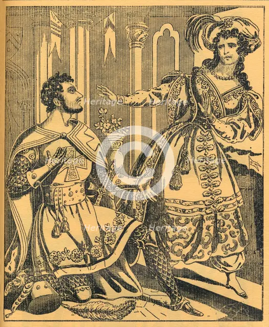 'Ivanhoe: Sir Brian de Bois Guilbert & Rebecca', 19th century. Artists: JL Marks, Ralph Nevill.