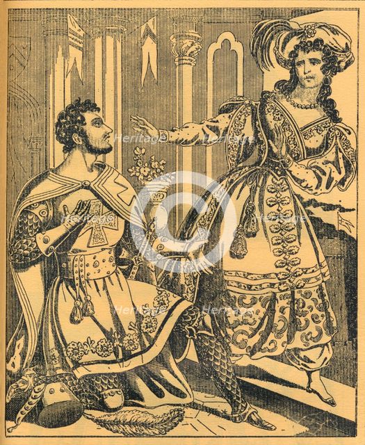'Ivanhoe: Sir Brian de Bois Guilbert & Rebecca', 19th century. Artists: JL Marks, Ralph Nevill.