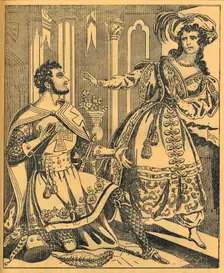 Ivanhoe: Sir Brian de Bois Guilbert & Rebecca 19th century. Artists: JL Marks, Ralph Nevill