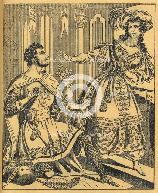 'Ivanhoe: Sir Brian de Bois Guilbert & Rebecca', 19th century. Artists: JL Marks, Ralph Nevill.