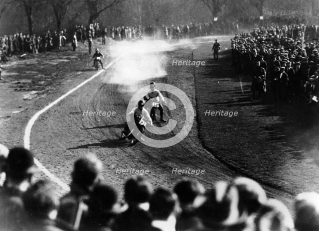 Ivor Creek riding a Norton Model 18, Epping Forest, Essex, February, 1928. Artist: Unknown