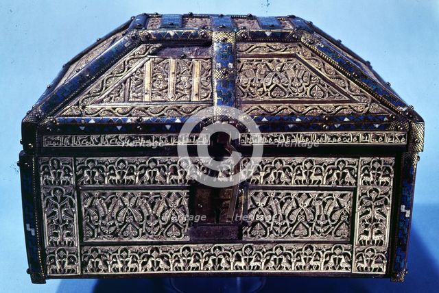 Ivory chest from the Cathedral of Palencia, 1049 - 1050, from the Aben Zeyan workshop in Cuenca. Creator: Unknown.