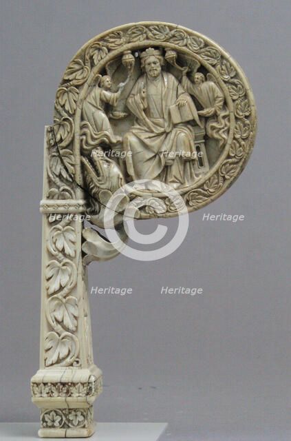 Ivory Crozier Head with Christ in Majesty and Throne of Wisdom, 13th century and later. Creator: Unknown.