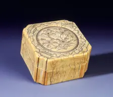 Ivory box with incised floral decoration, Qing dynasty, China, 18th century. Creator: Unknown
