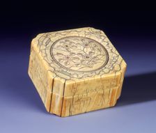 Ivory box with incised floral decoration, Qing dynasty, China, 18th century. Creator: Unknown