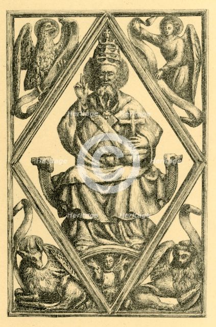 Ivory book cover depicting God the Father, early 15th century, (1881).  Creator: J Brooke.