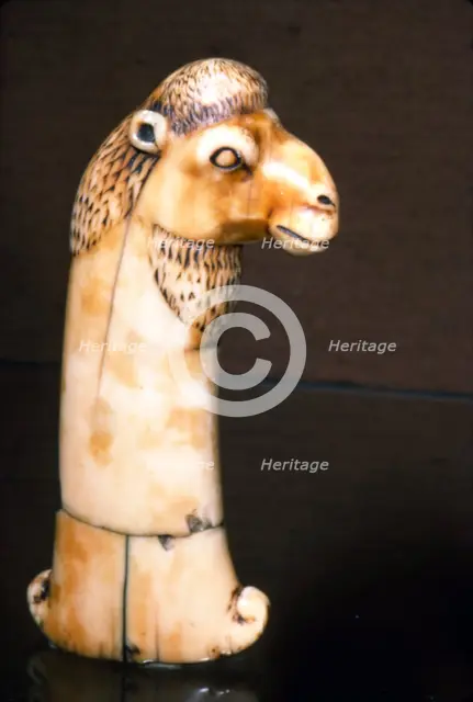Ivory Dagger Handle of Camel's Head, India, Mughal, 17th century. Artist: Unknown.