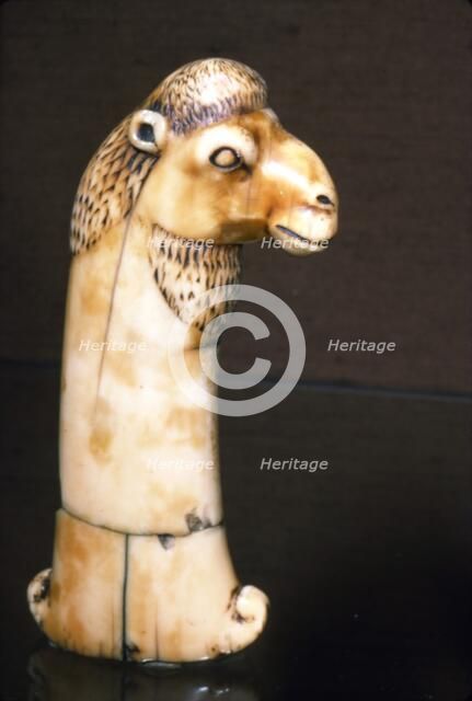 Ivory Dagger Handle of Camel's Head, India, Mughal, 17th century. Artist: Unknown.