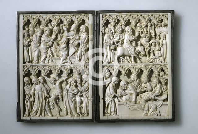Ivory diptych with scenes from Life of Christ (Property of Queen Jadwiga of Poland), 14th century. Artist: Anonymous  