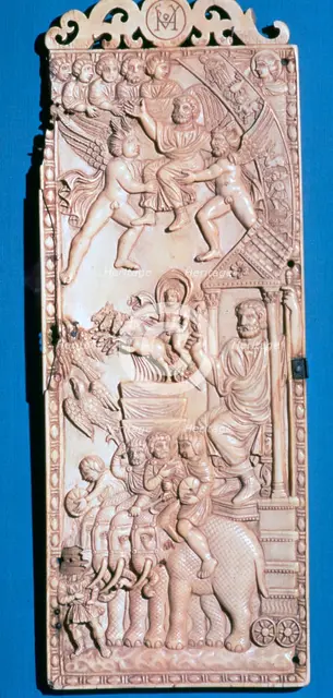 Ivory lead of a diptych showing the apotheosis of an emperor, 2nd century. Artist: Unknown