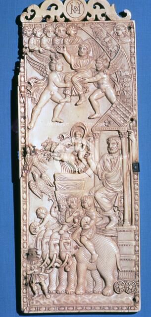 Ivory lead of a diptych showing the apotheosis of an emperor, 2nd century. Artist: Unknown