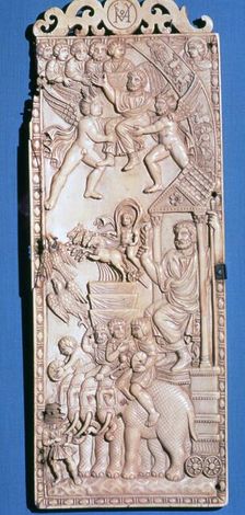 Ivory lead of a diptych showing the apotheosis of an emperor, 2nd century