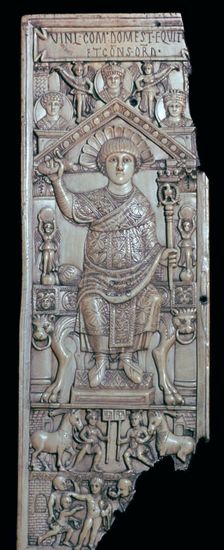 Ivory leaf of a consular diptych of Flavius Anastasius, 6th century