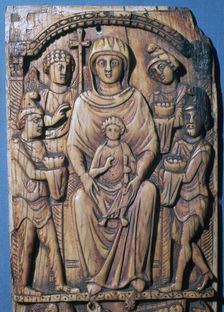 Ivory panel of the adoration of the magi, 6th century