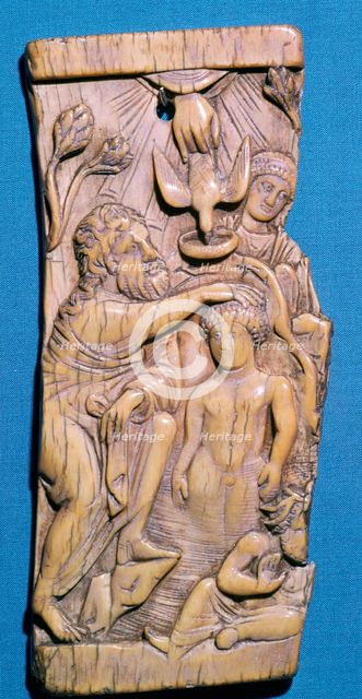 Ivory panel of the baptism of Christ in the River Jordan, 5th century. Artist: Unknown