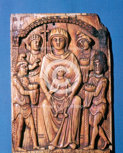 Ivory panel showing the adoration of the magi, 6th century. Artist: Unknown