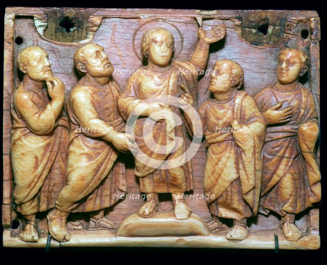 Ivory panel showing the incredulity of Doubting Thomas, 5th century. Artist: Unknown